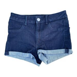 American Eagle Outfitters Super Stretch High Rise Shortie Shorts Blue Cuffed 6